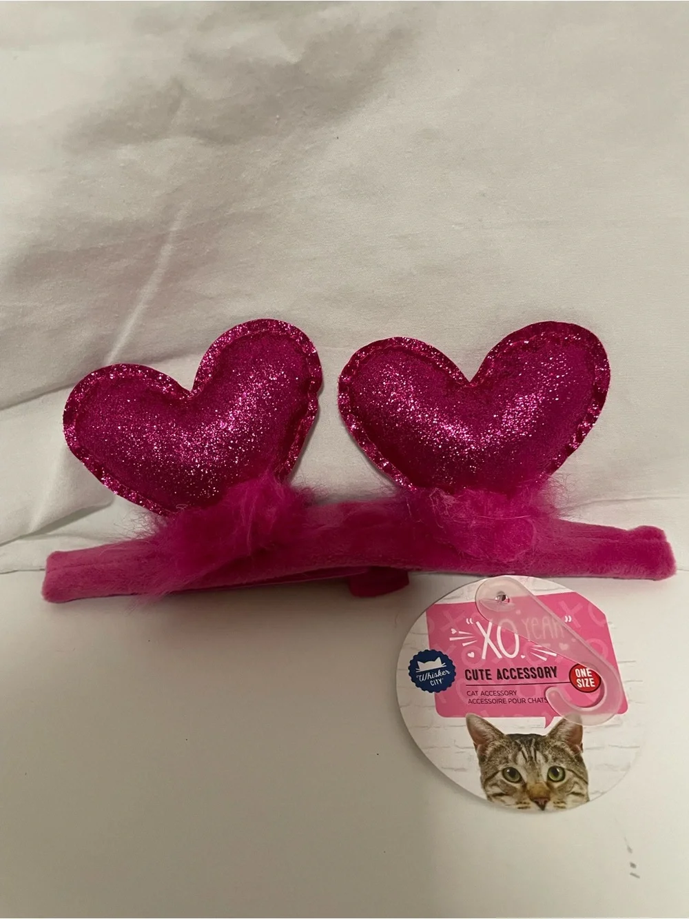 Cute Pink Glitter Heart for CATS head topper